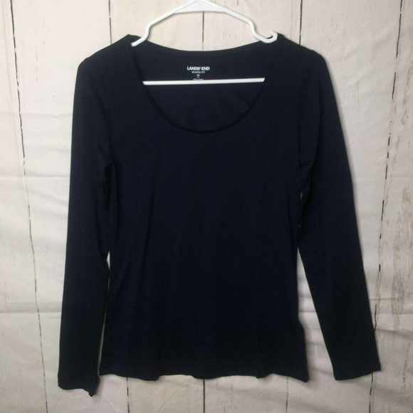 Lands End Womens LS Top Shaped Fit XS Blue NWOT